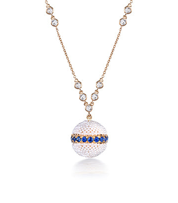 Pearl, Diamond and Blue sapphire necklace